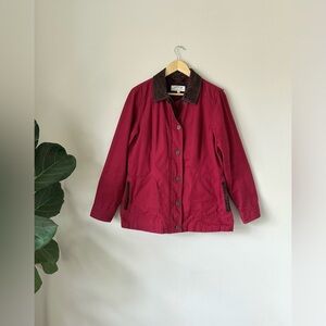 Orvis Barn Chore Coat Jacket Flannel Lined Full Zip Corduroy Collar Farm Sz M